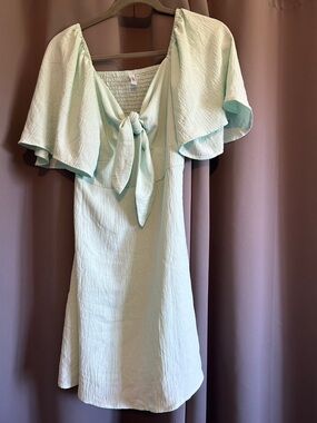 Amazon Mint Green Mini Dress with Tie Front